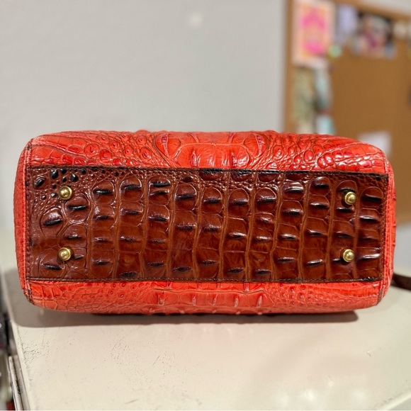 Brahmin Mini Arno satchel in orange croc-embossed leather - Picture 5 of 14